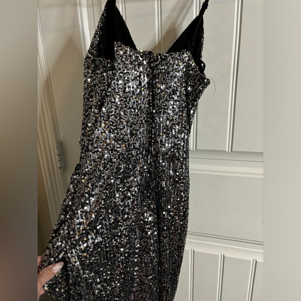 Black and Silver Sequin Dress
